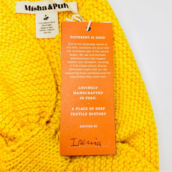 NWT MISHA&PUFF Adult Women Scarf 100% Merino Wool Knit Neck Warmer Yellow (g41) - Picture 10 of 12
